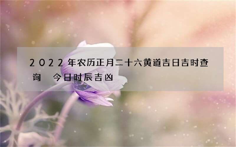 2022年农历正月二十六黄道吉日吉时查询 今日时辰吉凶